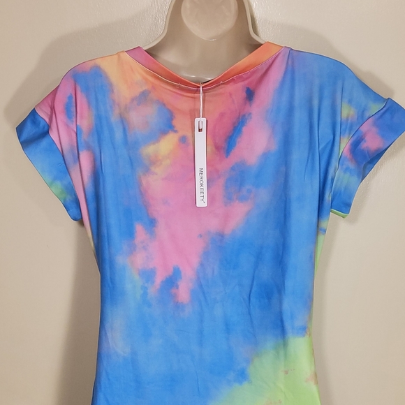 MEROKEETY Women's Summer Striped Short Sleeve T Shirt Dress Casual - Picture 5 of 11